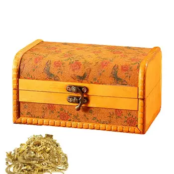 Vintage Dřevěná Šperkovnice Art Box Úložný Organizér Víceúčelové Estetické Ručně Vyráběné Retro Dřevěný Náramek Box Se Zámkem Dárek