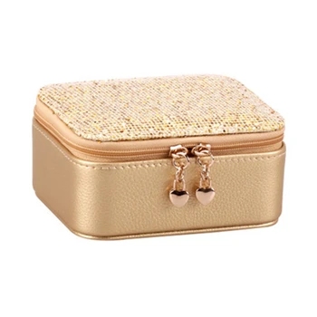 Box šperky Displej Stojan Úložný Box Náhrdelník PU Úložný Box Cestovní Přenosné Úložný Box Gold