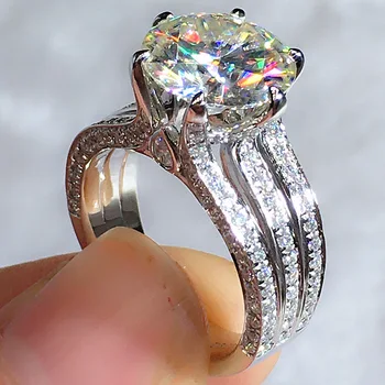 Luxusní Snubní Prsteny pro Ženy 3ct diamond Design Vykládané Lesklými moissanite Módní Univerzální Ženské Prst prsten, Dárek, jemné Šperky